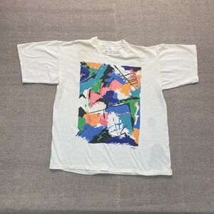 Vintage GILDA Marx art shirt mens Large white 1990s single stitch abstract